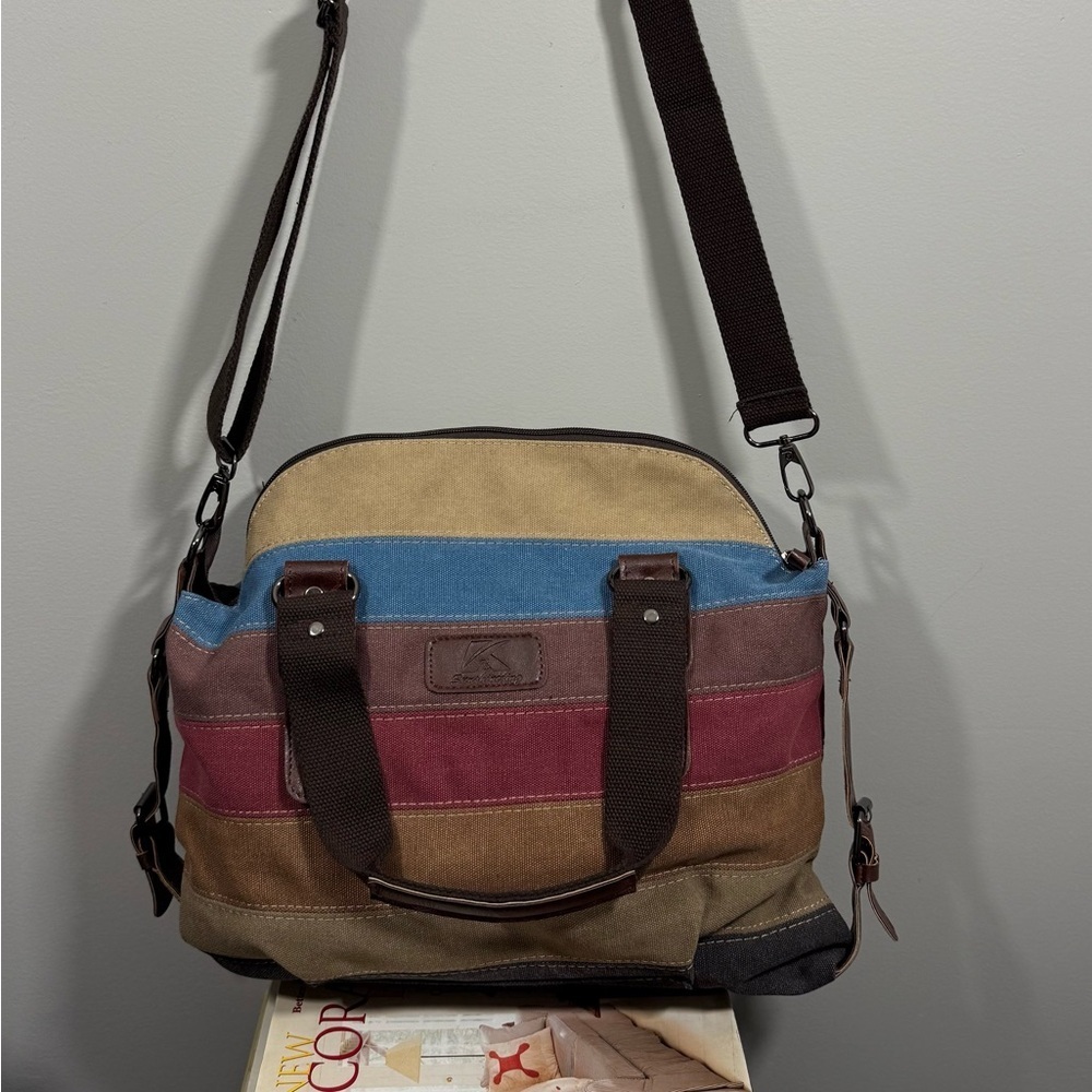 Multicolor Canvas Messenger Bag - Picture 6 of 12